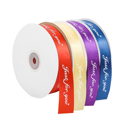 Custom Printed Letters Logo Polyester Silk Grosgrain Satin Gift Ribbons