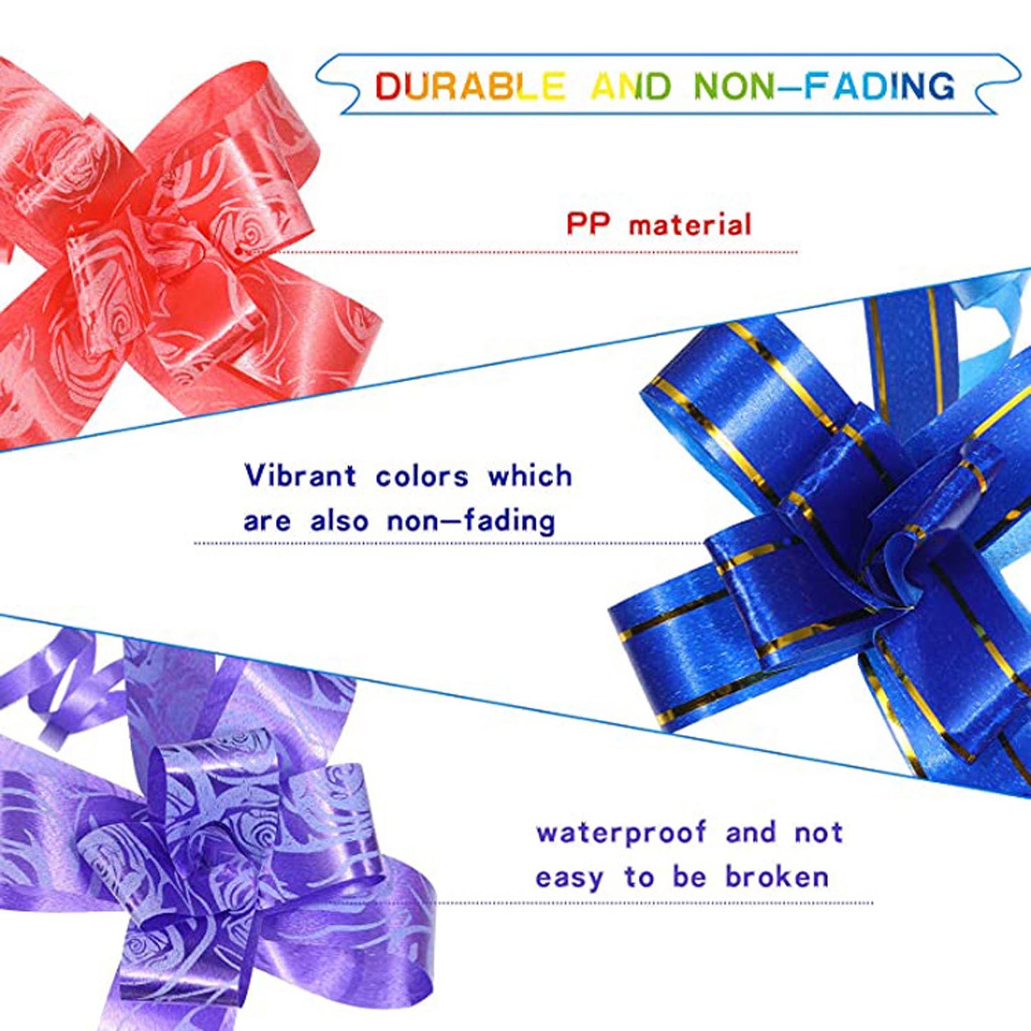 Custom Glitter Plastic Ribbon Butterfly Pull Bows