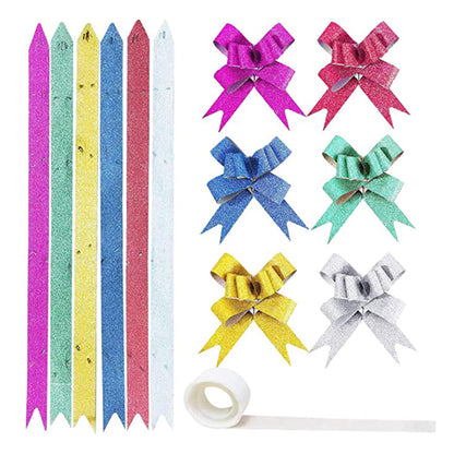 Custom Glitter Plastic Ribbon Butterfly Pull Bows
