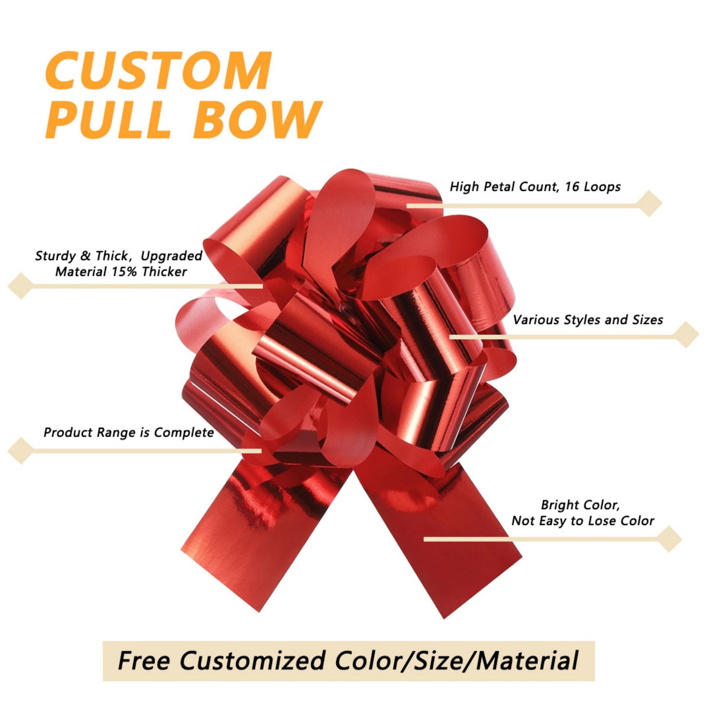 Two Color Colorful Perfect Solid Gift Pull String Bow Ribbon