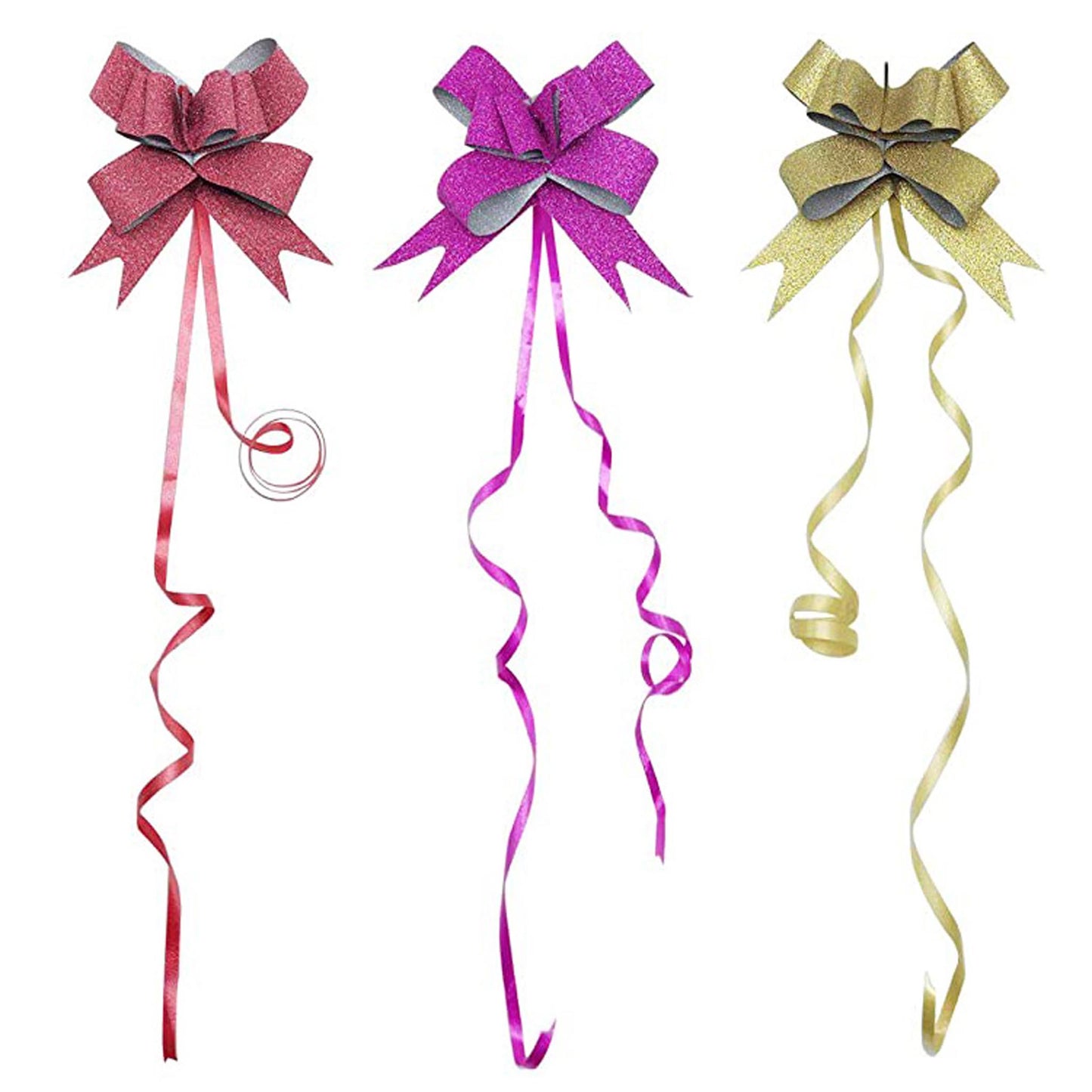 Custom Glitter Plastic Ribbon Butterfly Pull Bows